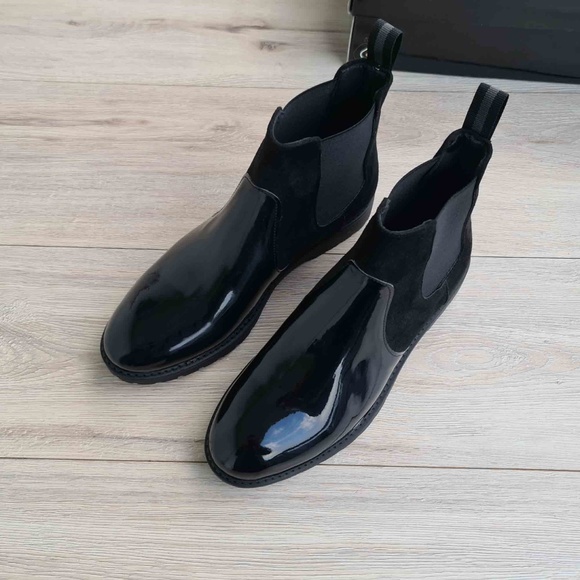 Men's Suede/Patent Leather Chelsea Boots | Pull-on | Handmade - Picture 3 of 5